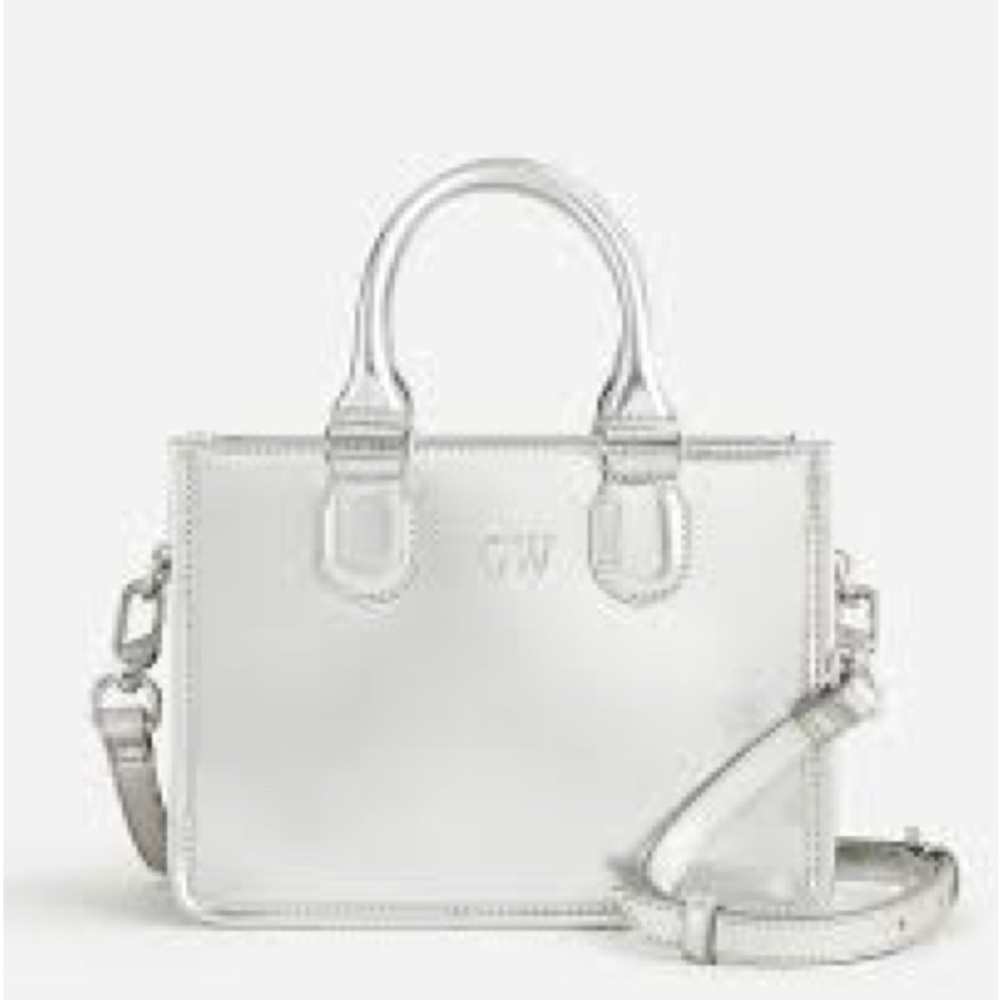 J. Crew Silver Leather Silver Metallic Vienna Bag purse